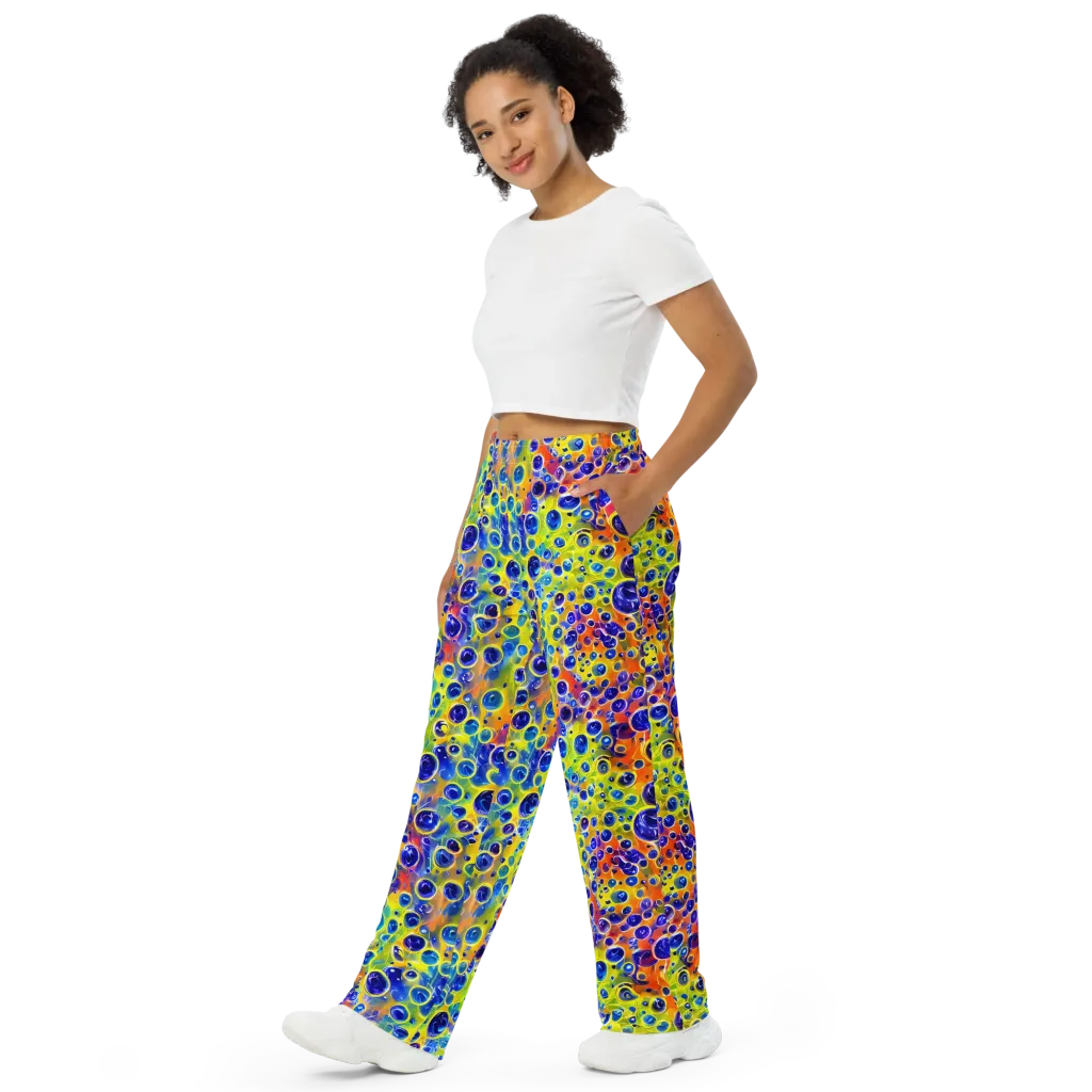 Electric Bubbles on Wide-Leg Pants — Left Front