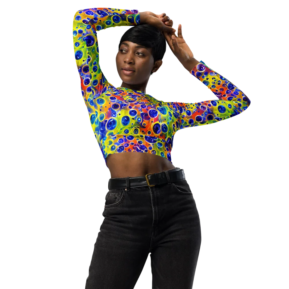 Electric Bubbles on Long Sleeve Crop Top — Front