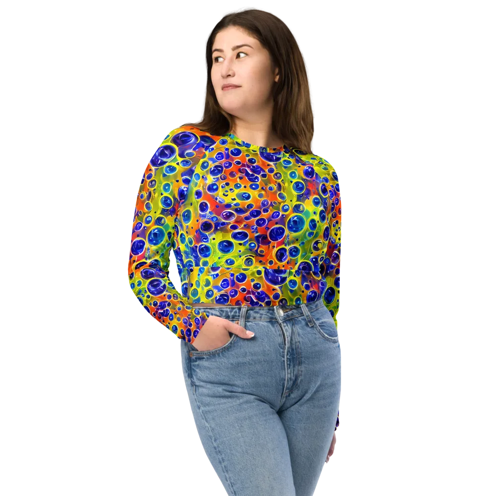 Electric Bubbles on Long Sleeve Crop Top — Front