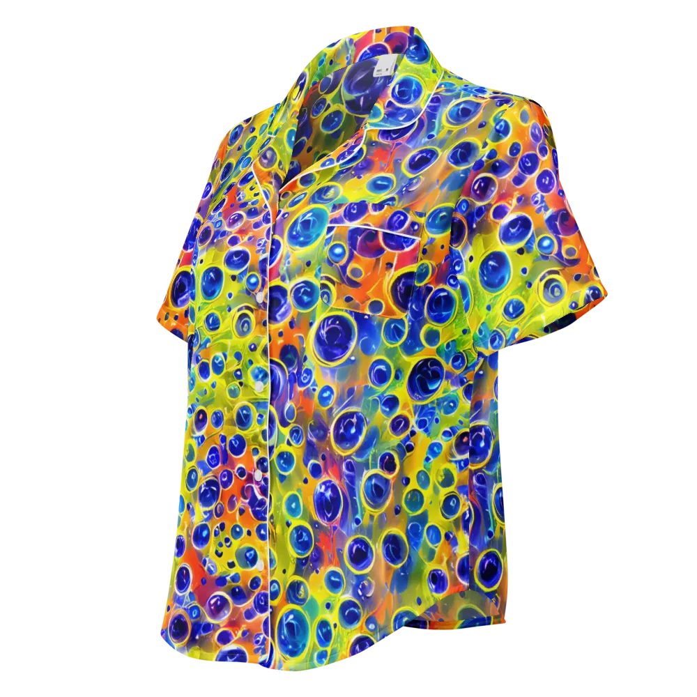 Electric Bubbles on Women's Short Sleeve Pajama Top — Left Front