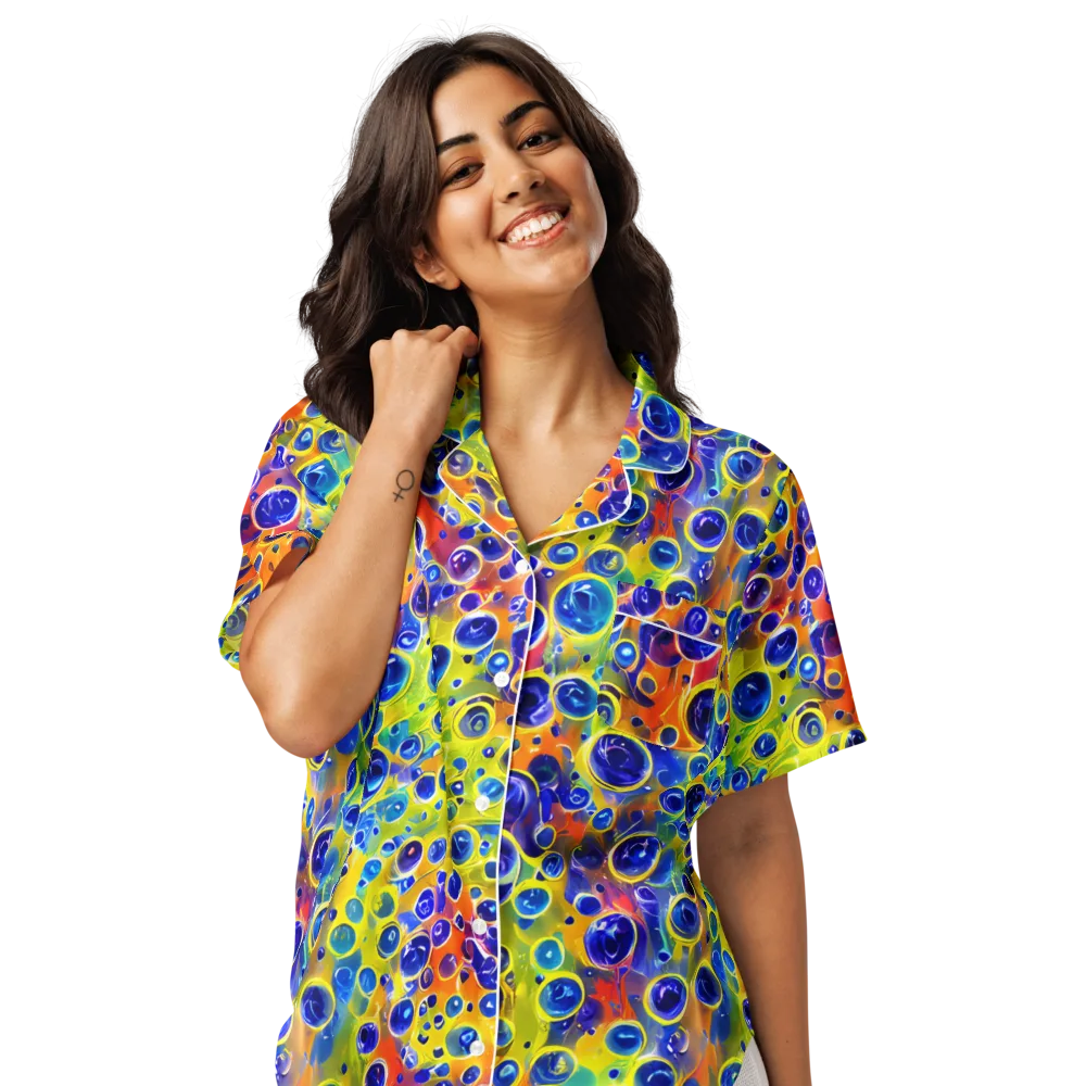 Electric Bubbles on Women's Short Sleeve Pajama Top — Front