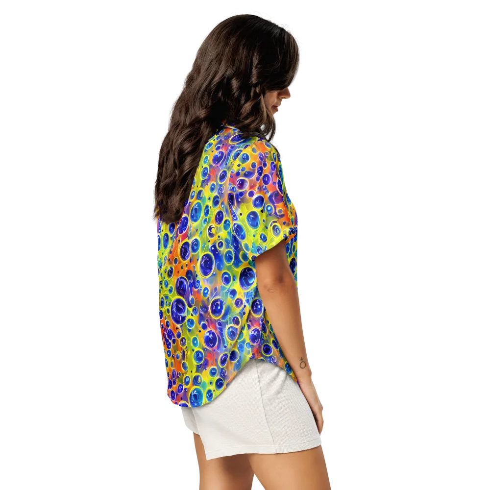 Electric Bubbles on Women's Short Sleeve Pajama Top — Right Back