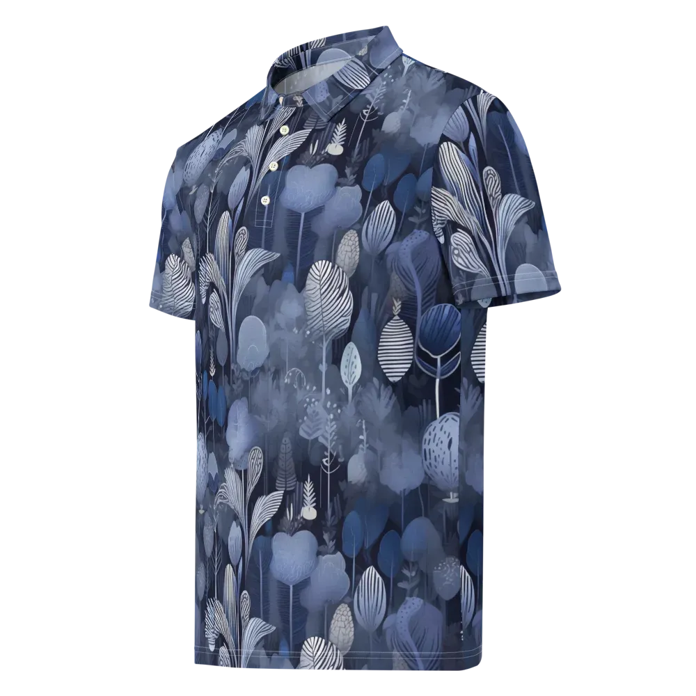 Blue Velvet Garden on Men's Slim Fit Polo Shirt — Left Front