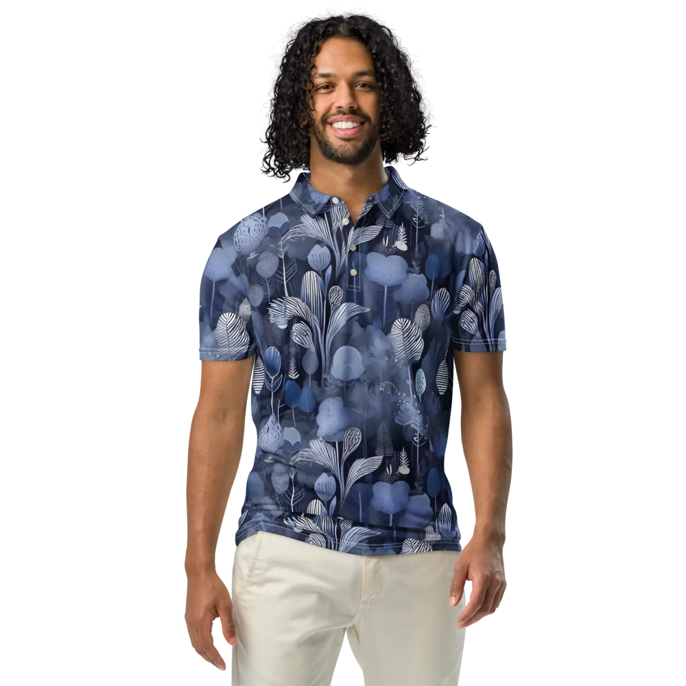 Blue Velvet Garden on Men's Slim Fit Polo Shirt — Front