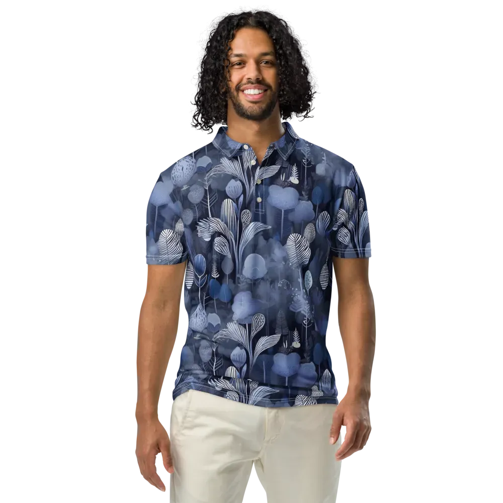 Blue Velvet Garden on Men's Slim Fit Polo Shirt — Front