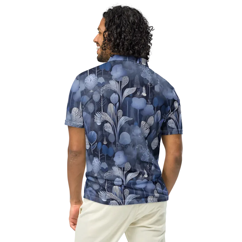 Blue Velvet Garden on Men's Slim Fit Polo Shirt — Back