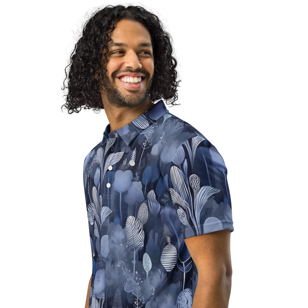 Blue Velvet Garden on Men's Slim Fit Polo Shirt — Left Front