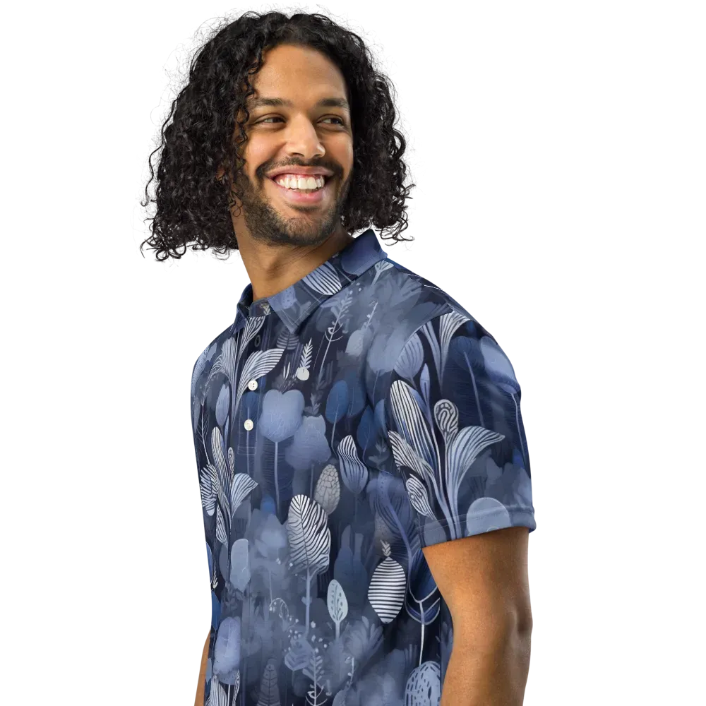 Blue Velvet Garden on Men's Slim Fit Polo Shirt — Left Front