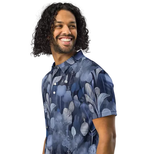 Blue Velvet Garden on a Men's Slim Fit Polo Shirt