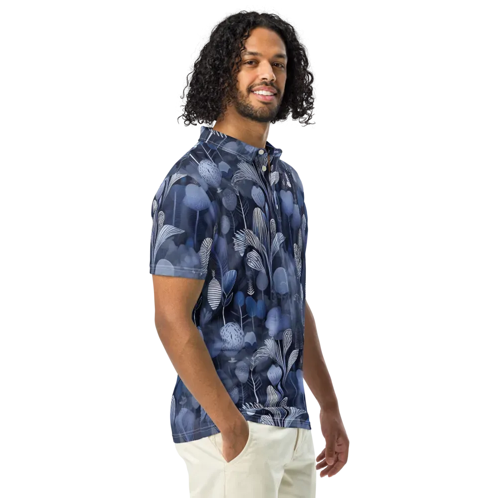 Blue Velvet Garden on Men's Slim Fit Polo Shirt — Right Front