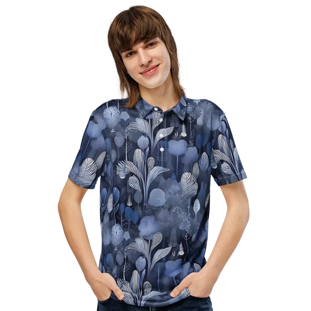 Blue Velvet Garden on Men's Slim Fit Polo Shirt — Front