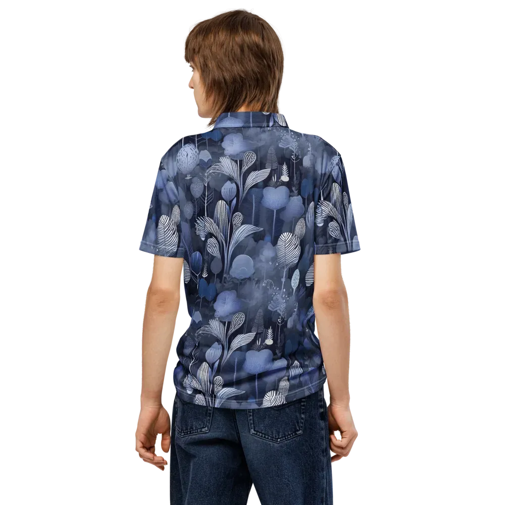 Blue Velvet Garden on Men's Slim Fit Polo Shirt — Back