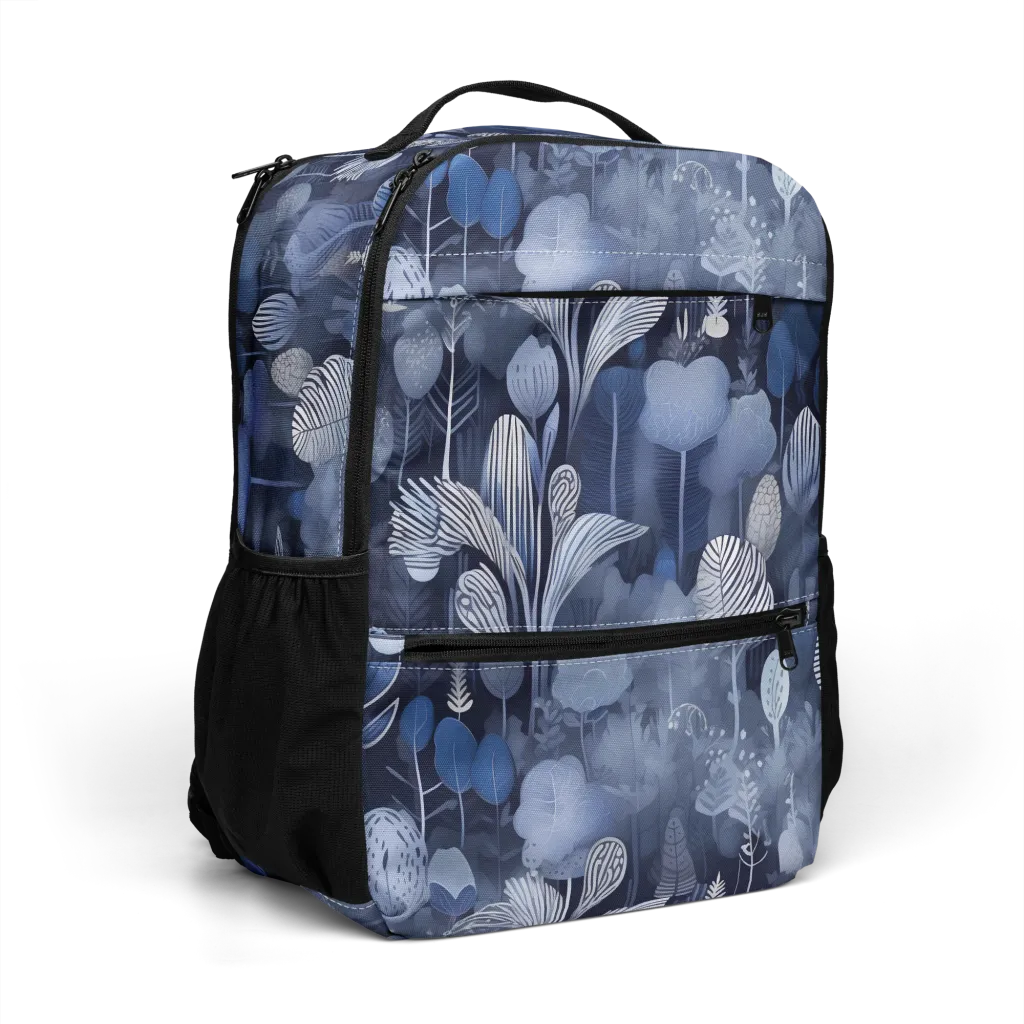 Blue Velvet Garden on Utility Backpack — Right Front