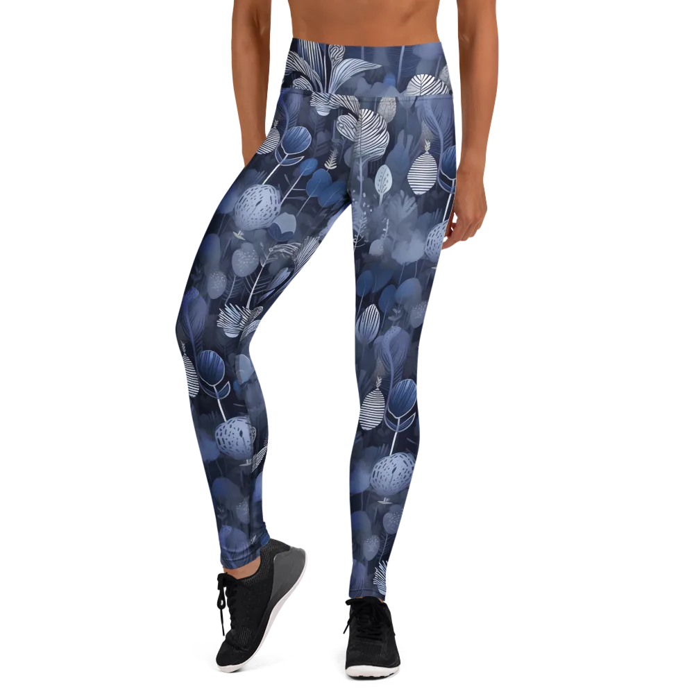 Blue Velvet Garden on Yoga Leggings — Front