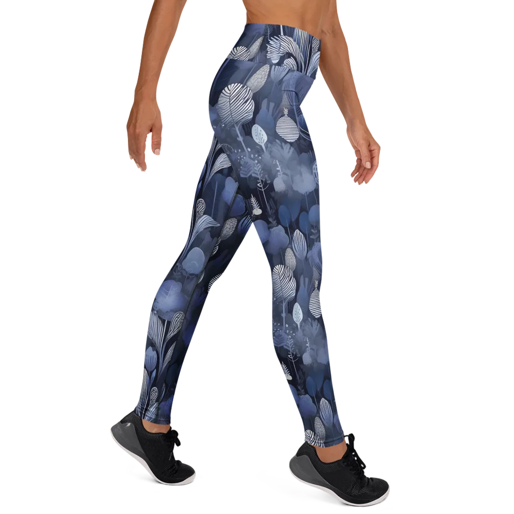 Blue Velvet Garden on Yoga Leggings — Right