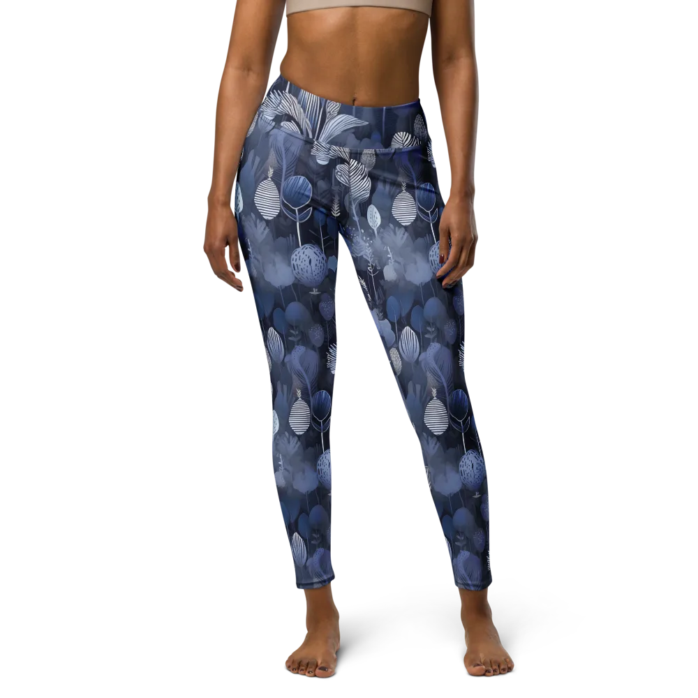 Blue Velvet Garden on Yoga Leggings — Front