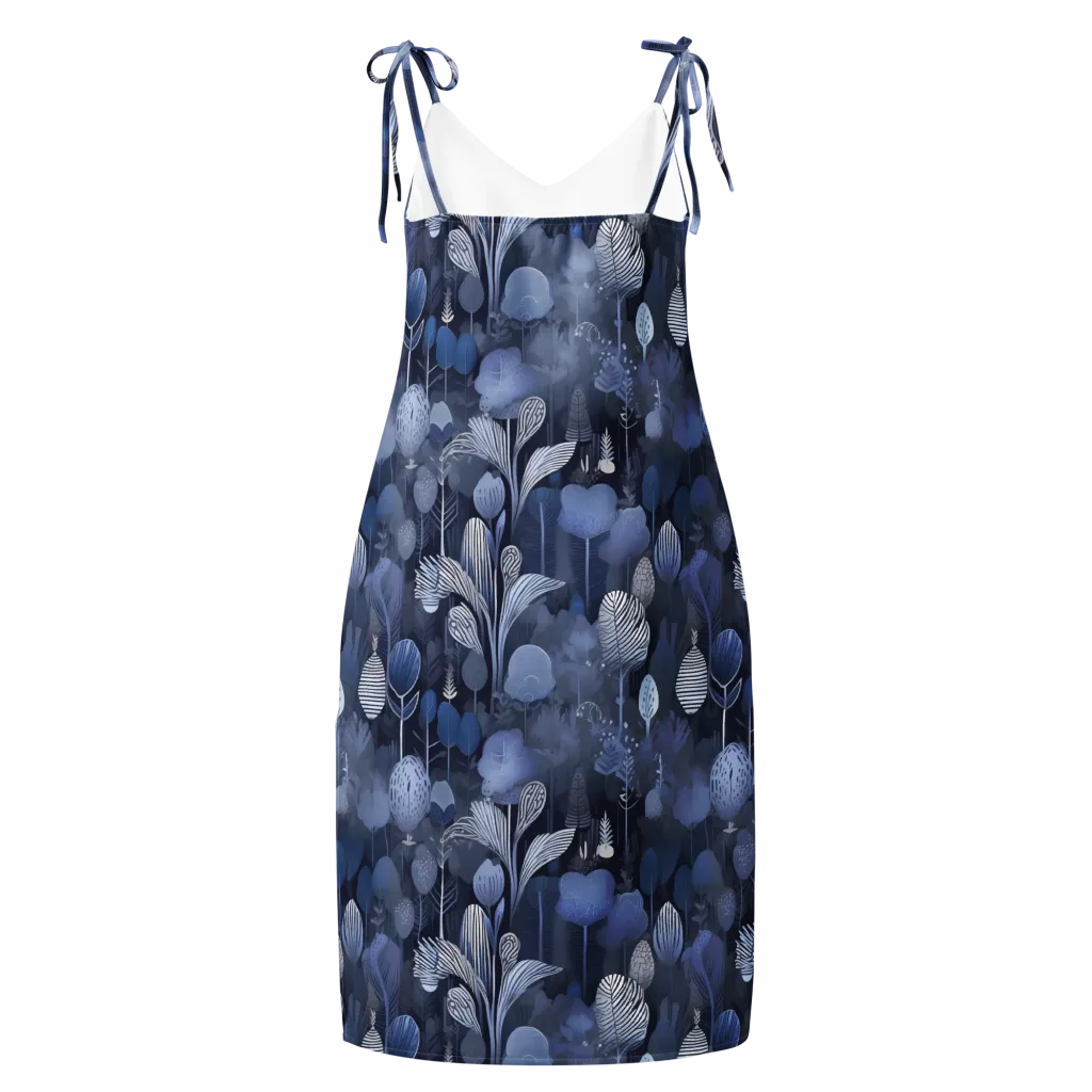 Blue Velvet Garden on Slip Dress — Back