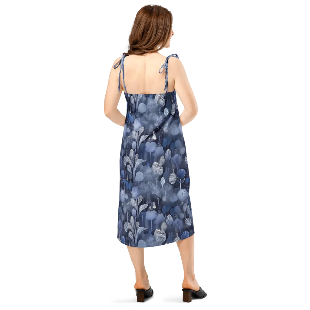 Blue Velvet Garden on Slip Dress — Back
