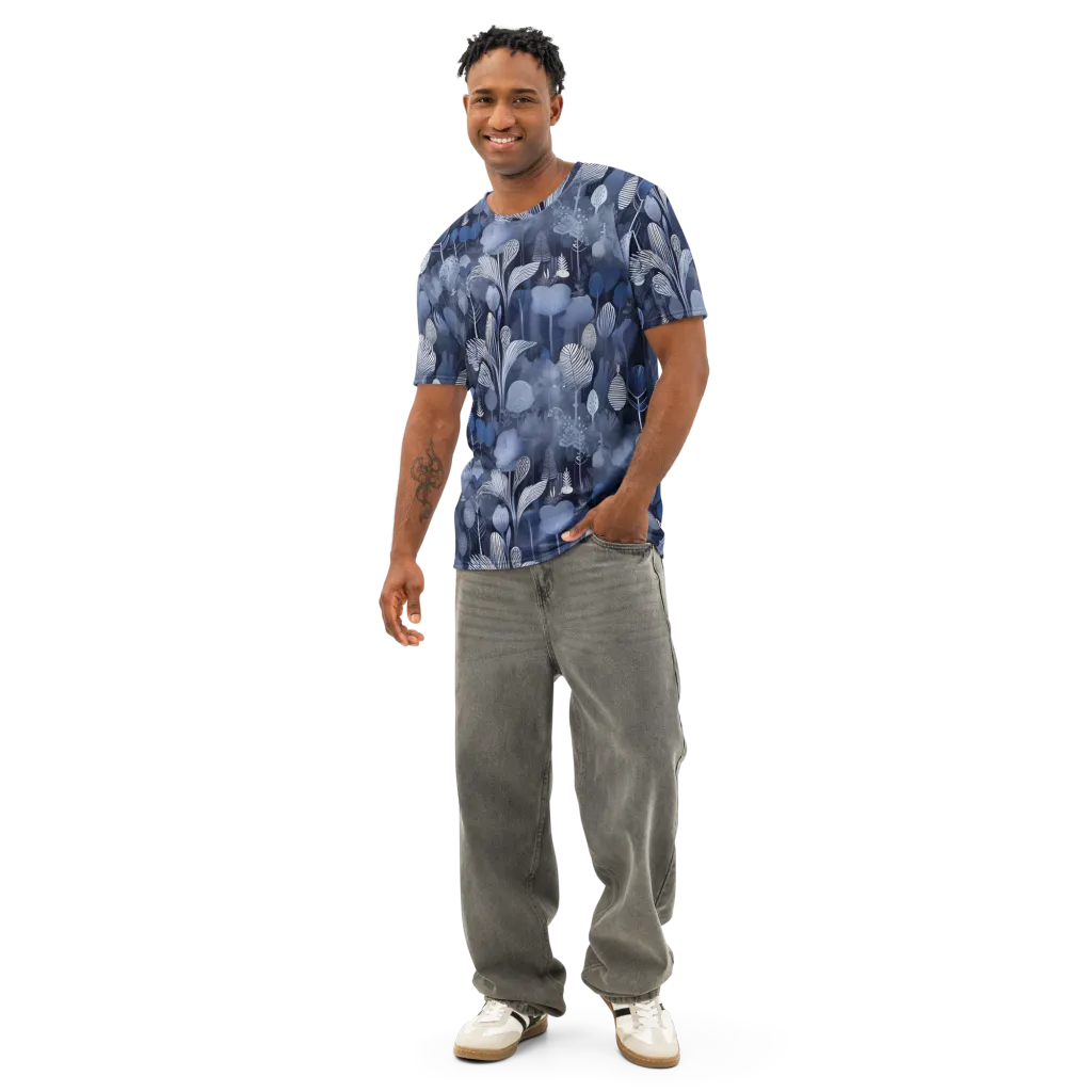 Blue Velvet Garden on Men's Cotton Crew Neck T-Shirt — Front