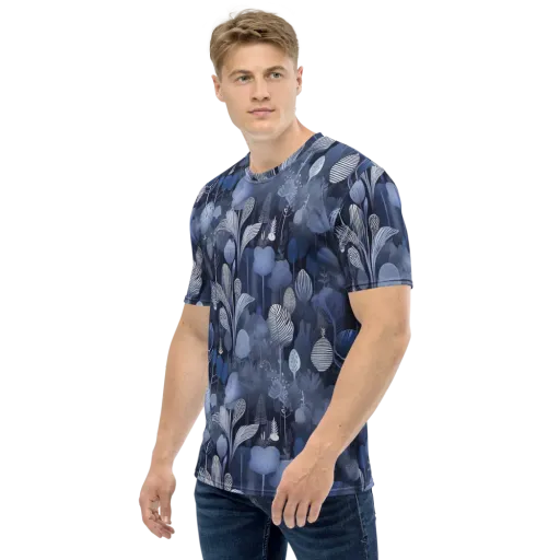 Blue Velvet Garden on a Men's Crew Neck T-Shirt