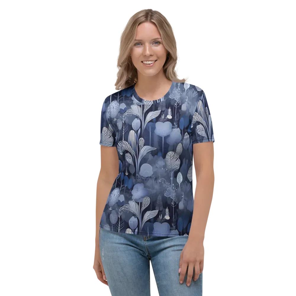 Blue Velvet Garden on Women's Crew Neck T-Shirt — Front