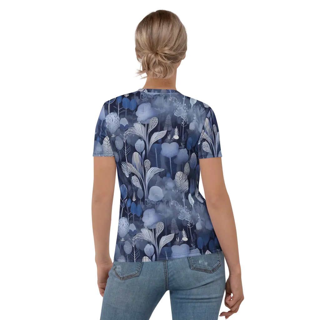 Blue Velvet Garden on Women's Crew Neck T-Shirt — Back