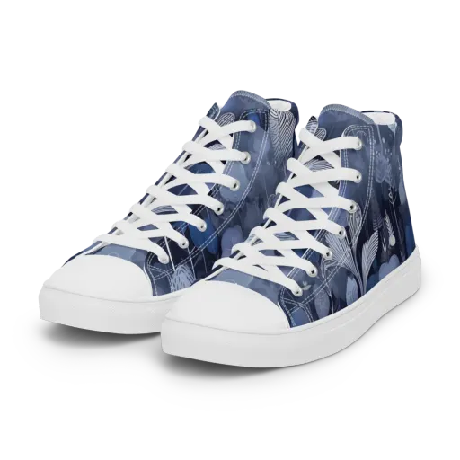 Blue Velvet Garden on a Women's High Top Canvas Shoes