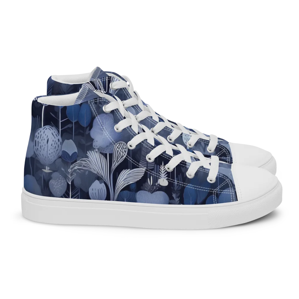 Blue Velvet Garden on Women's High Top Canvas Shoes — Right