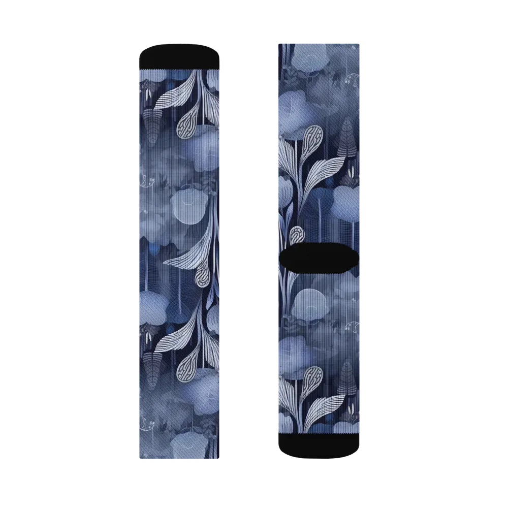 Blue Velvet Garden on Socks — Right Sock