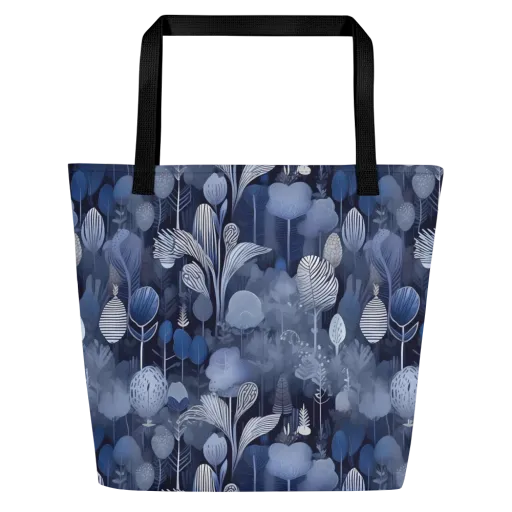 Blue Velvet Garden on a Large Tote Bag W/ Pocket
