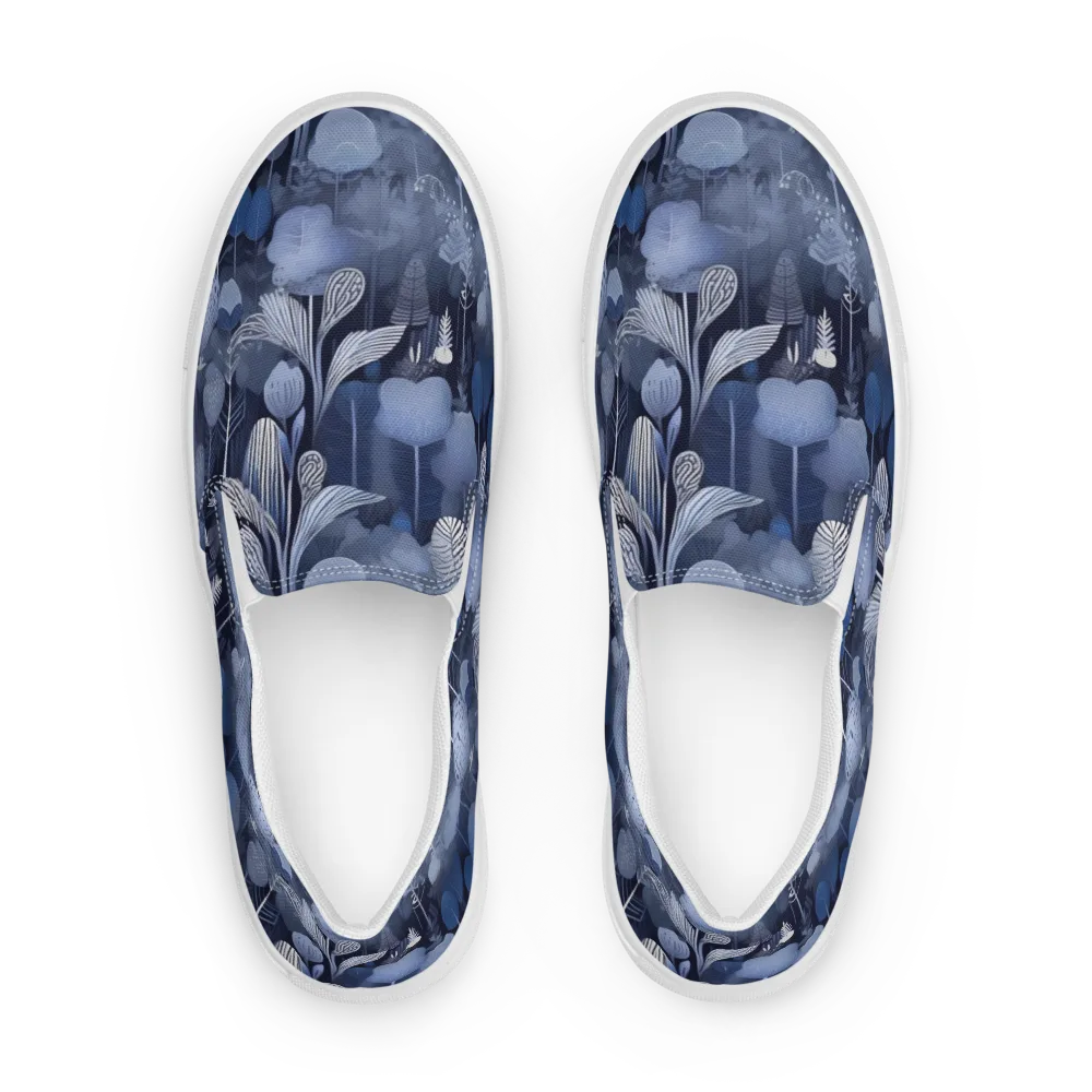 Blue Velvet Garden on Women's Slip-On Canvas Shoes — Front