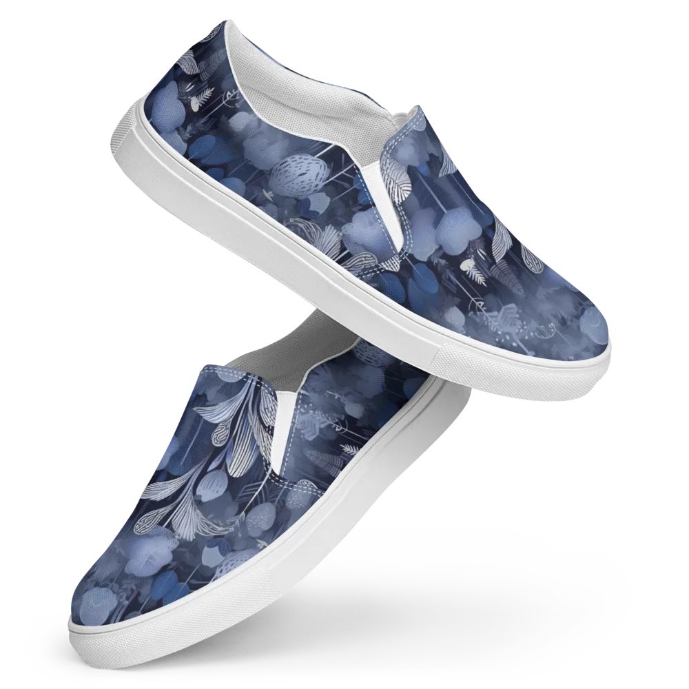 Blue Velvet Garden on Women's Slip-On Canvas Shoes — Front