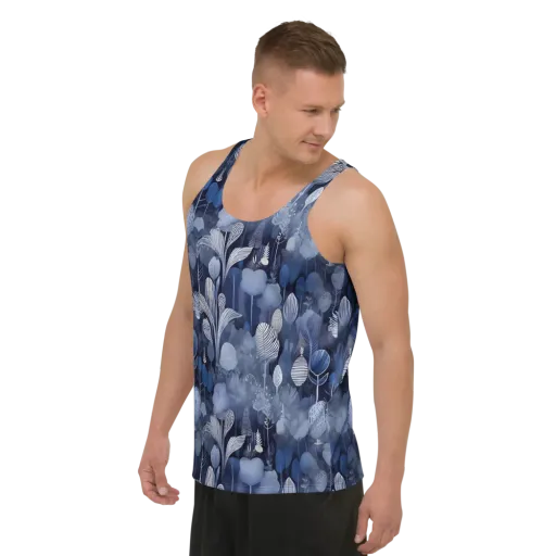 Blue Velvet Garden on a Men's Tank Top