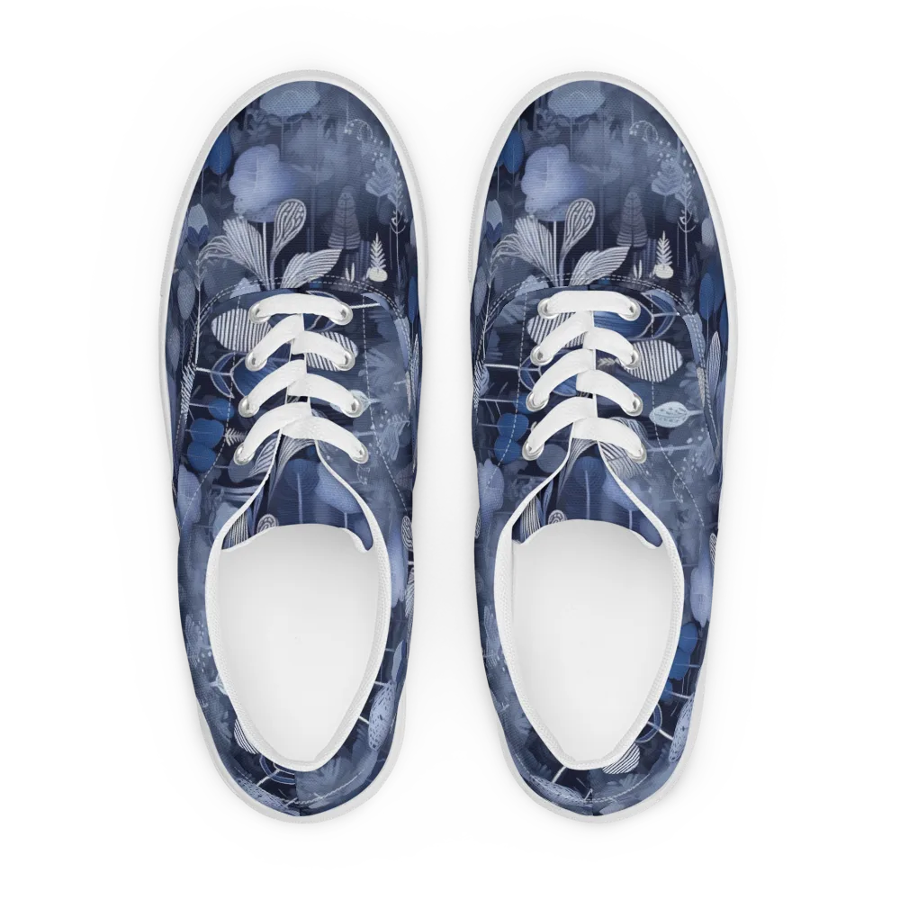 Blue Velvet Garden on Men's Lace-Up Canvas Shoes — Front