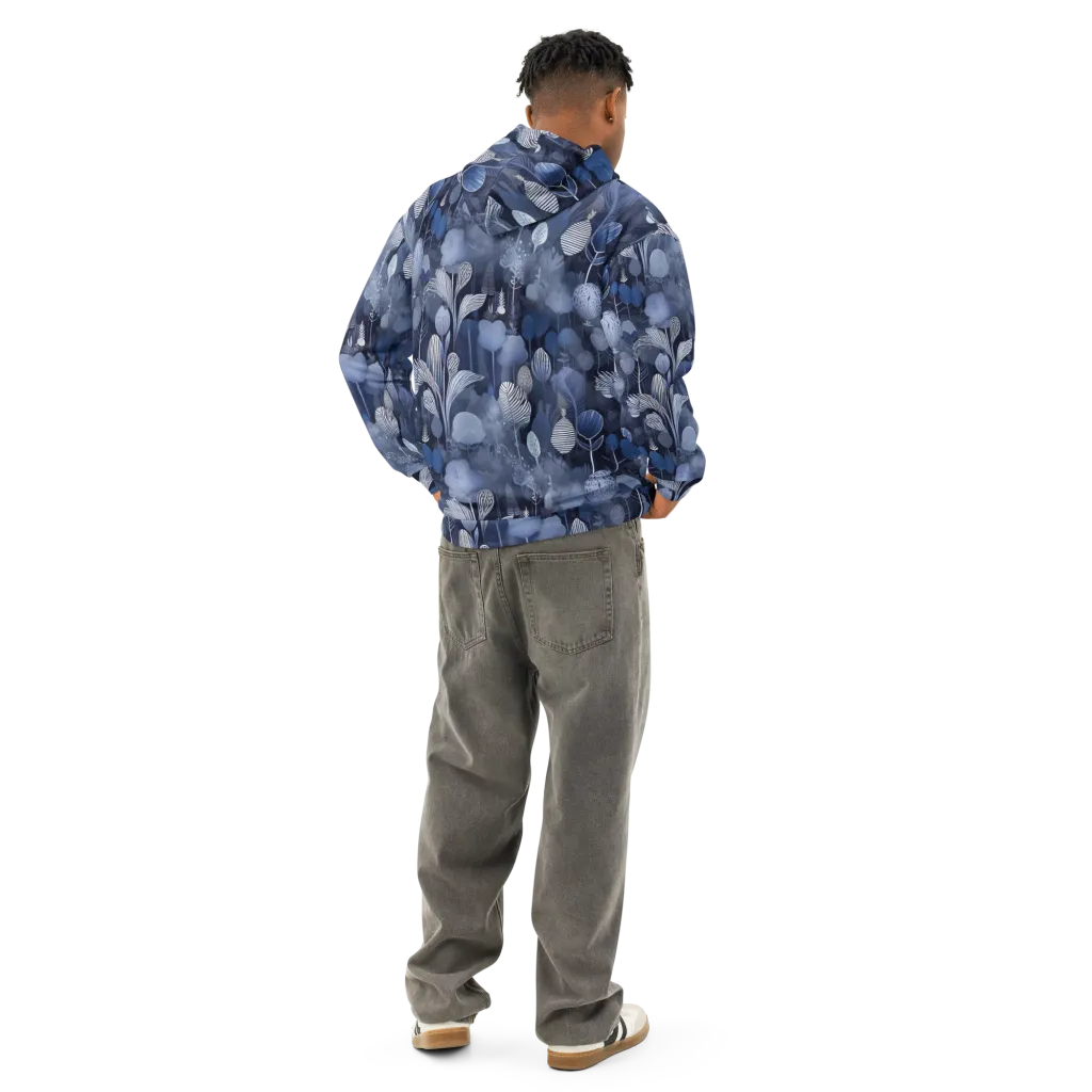 Blue Velvet Garden on Cotton Hoodie — Back