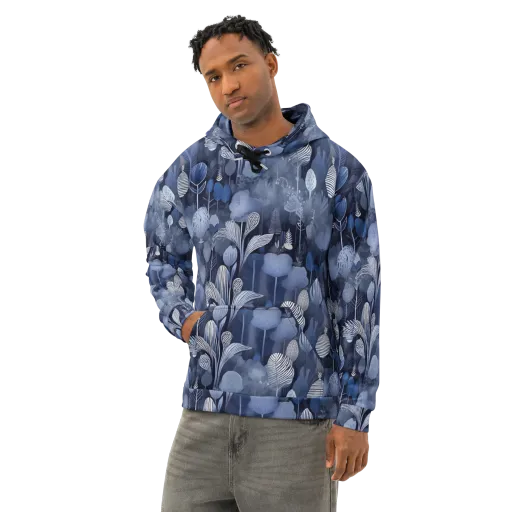 Blue Velvet Garden on a Cotton Hoodie