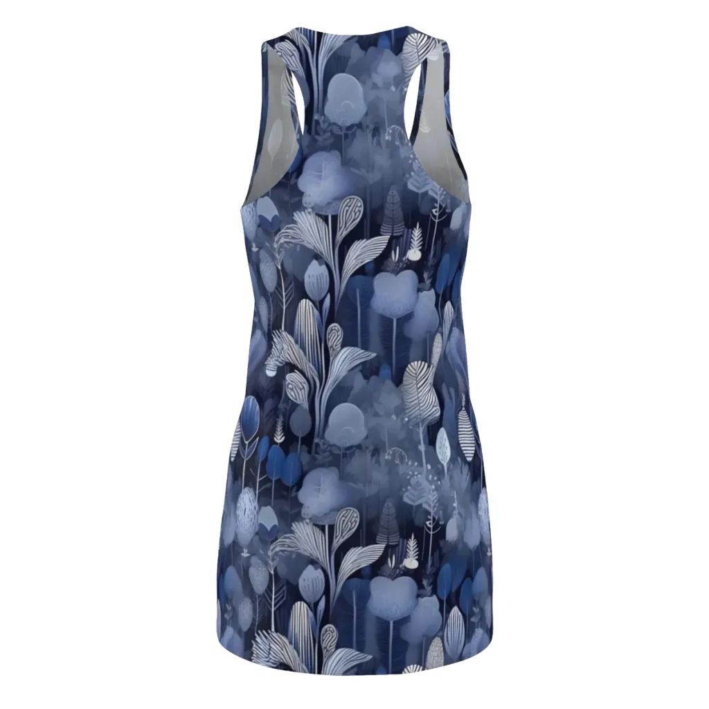 Blue Velvet Garden on Racerback Dress — Back