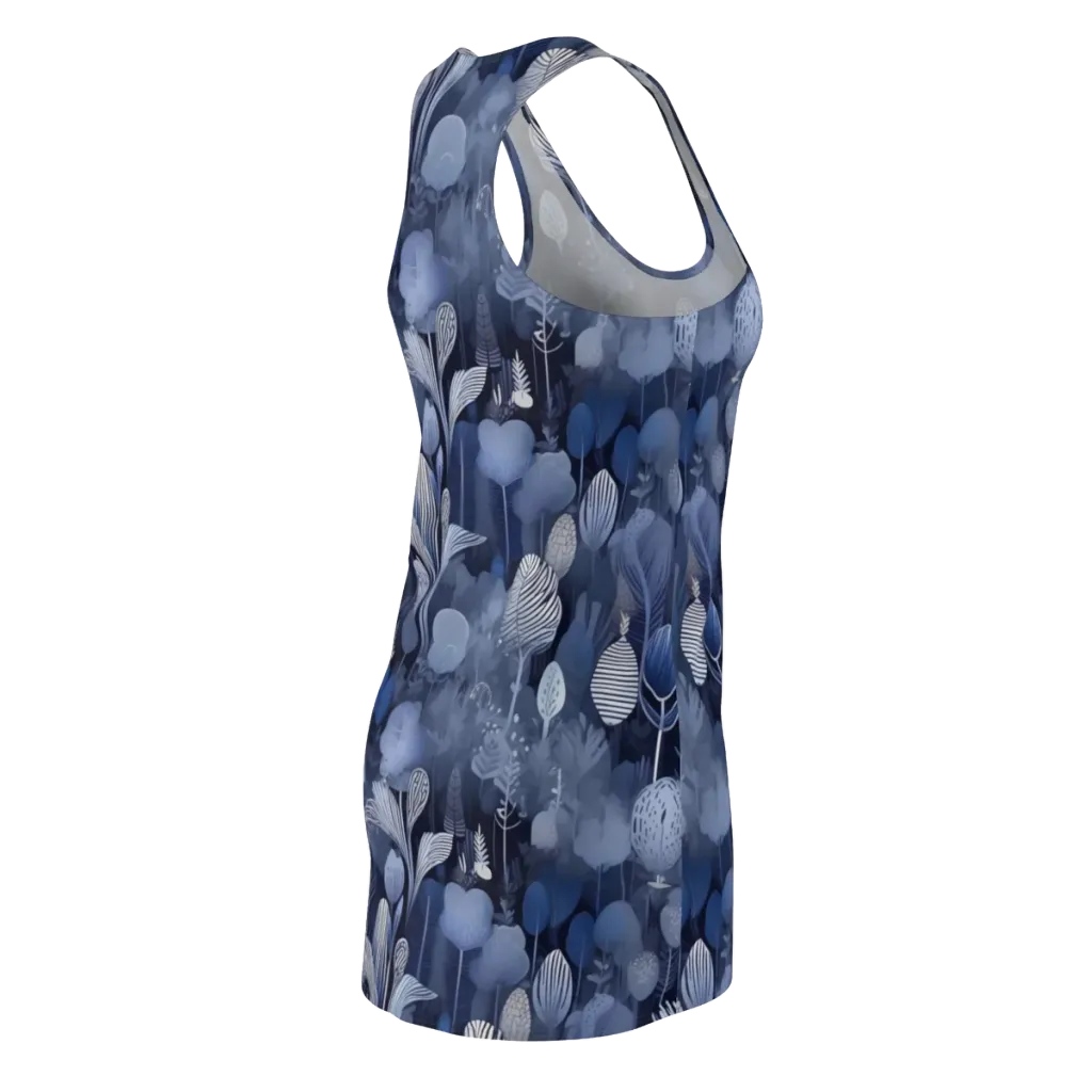 Blue Velvet Garden on Racerback Dress — Back Side