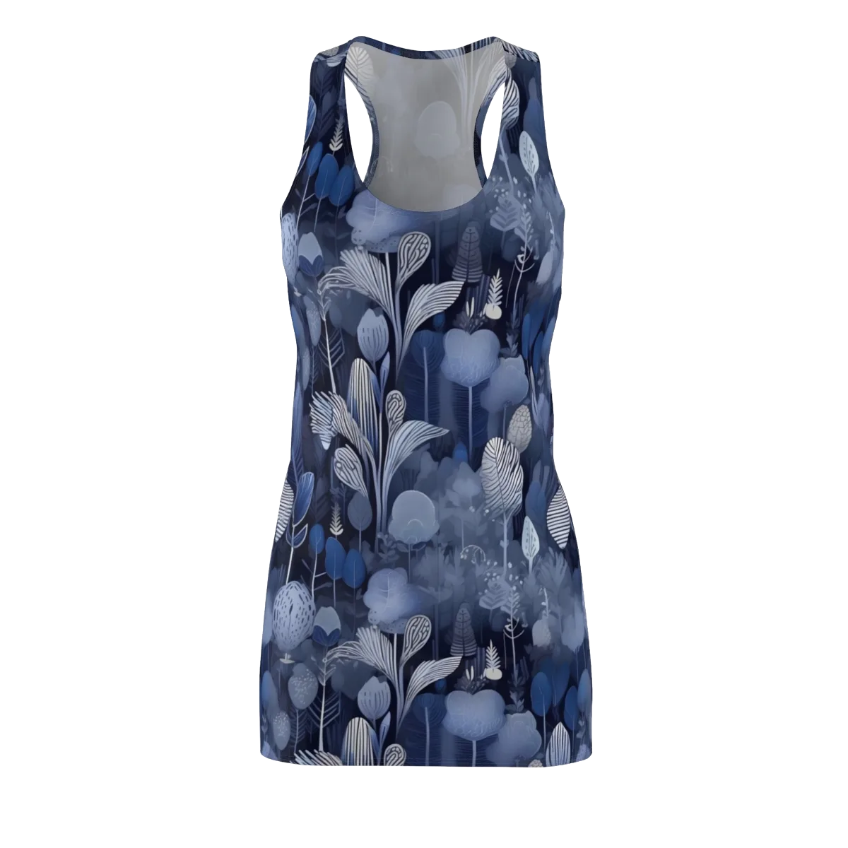 Blue Velvet Garden on Racerback Dress — Front