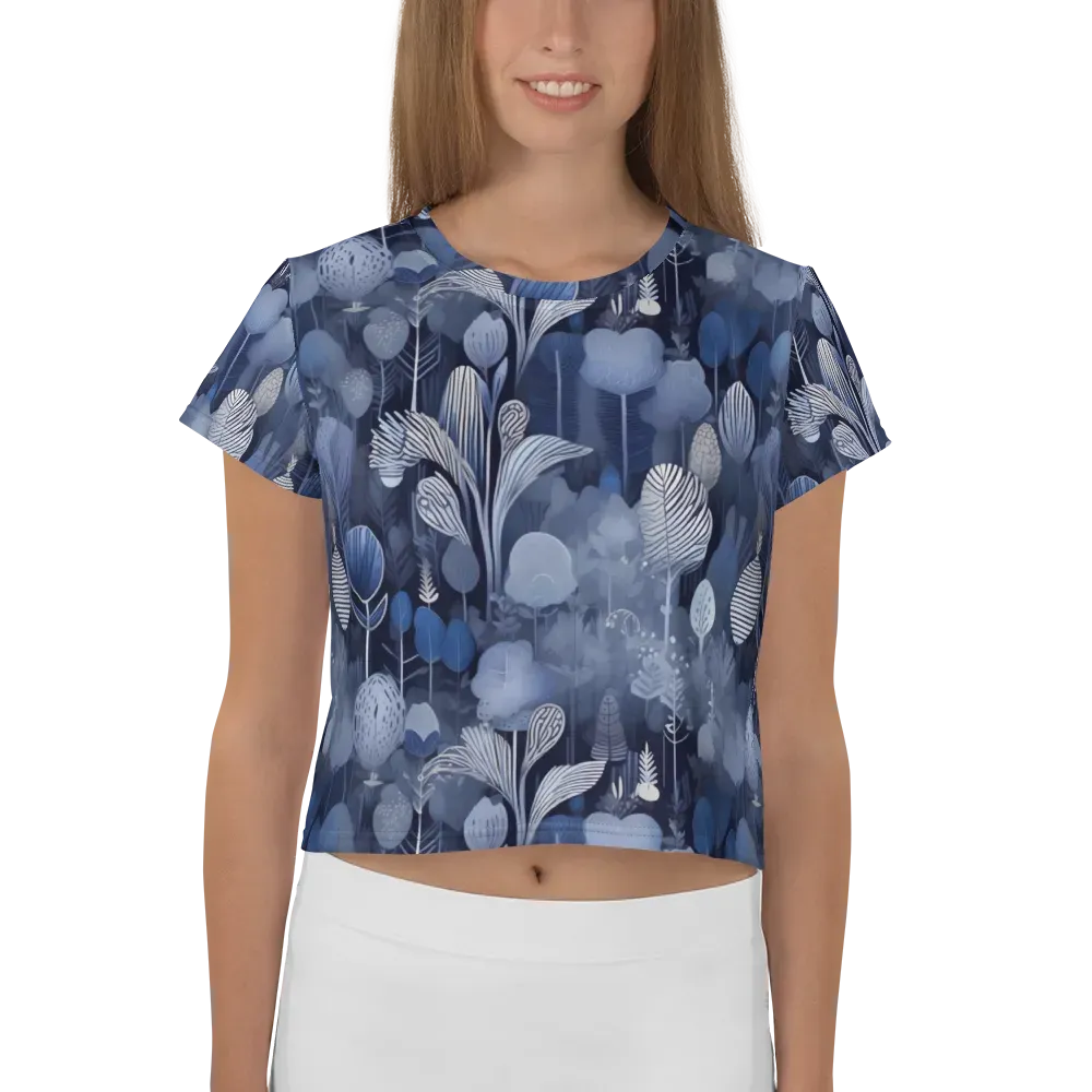 Blue Velvet Garden on Crop Tee — Front