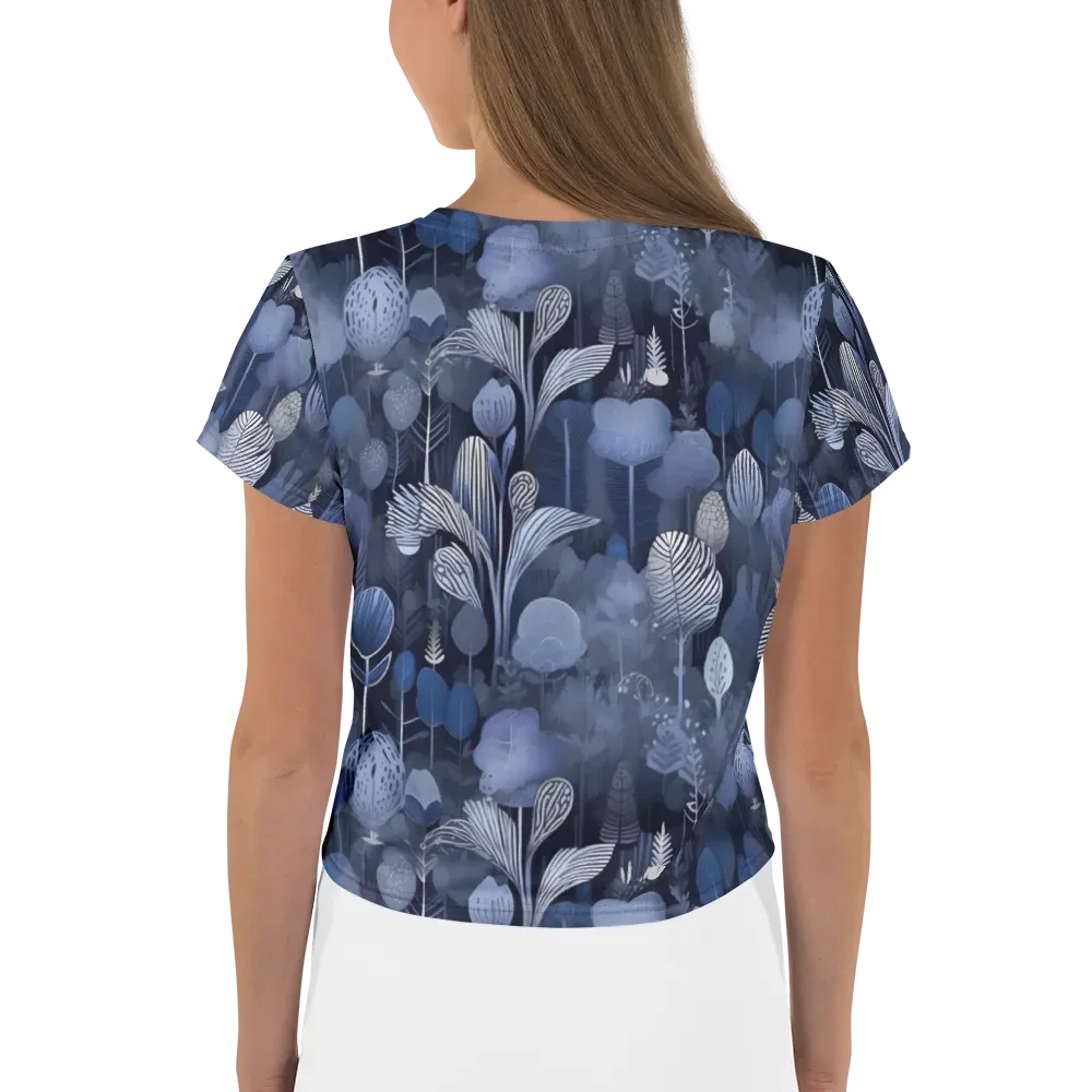 Blue Velvet Garden on Crop Tee — Back