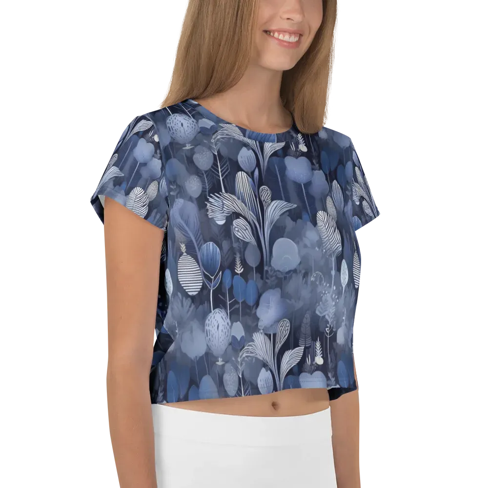 Blue Velvet Garden on Crop Tee — Right