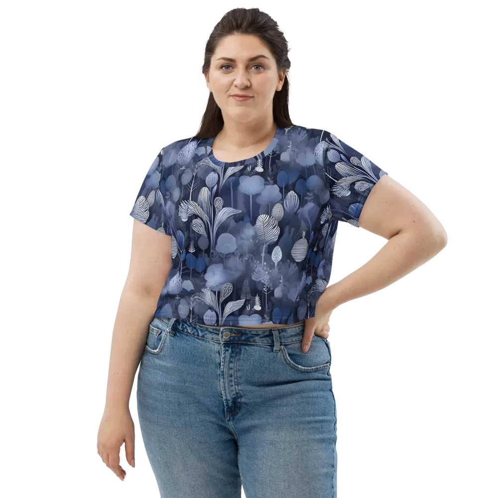 Blue Velvet Garden on Crop Tee — Front