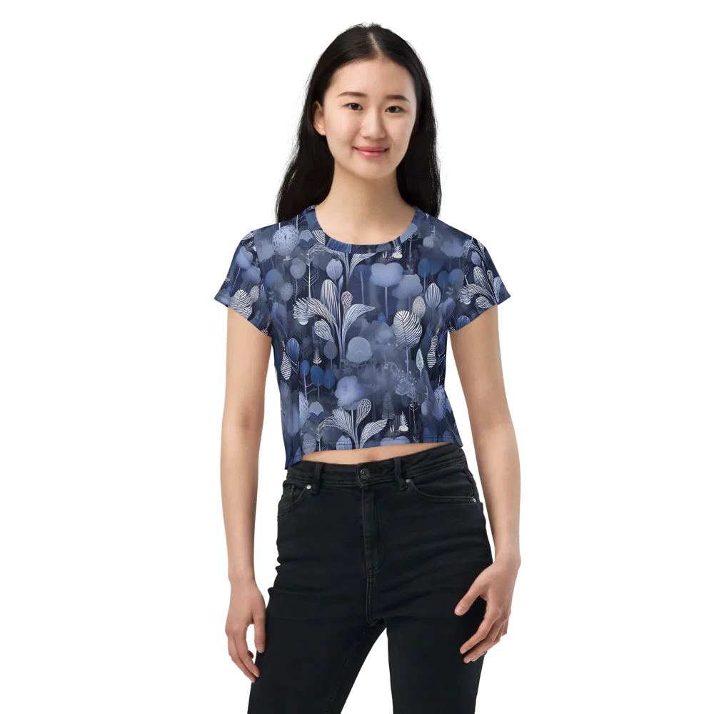 Blue Velvet Garden on Crop Tee — Front