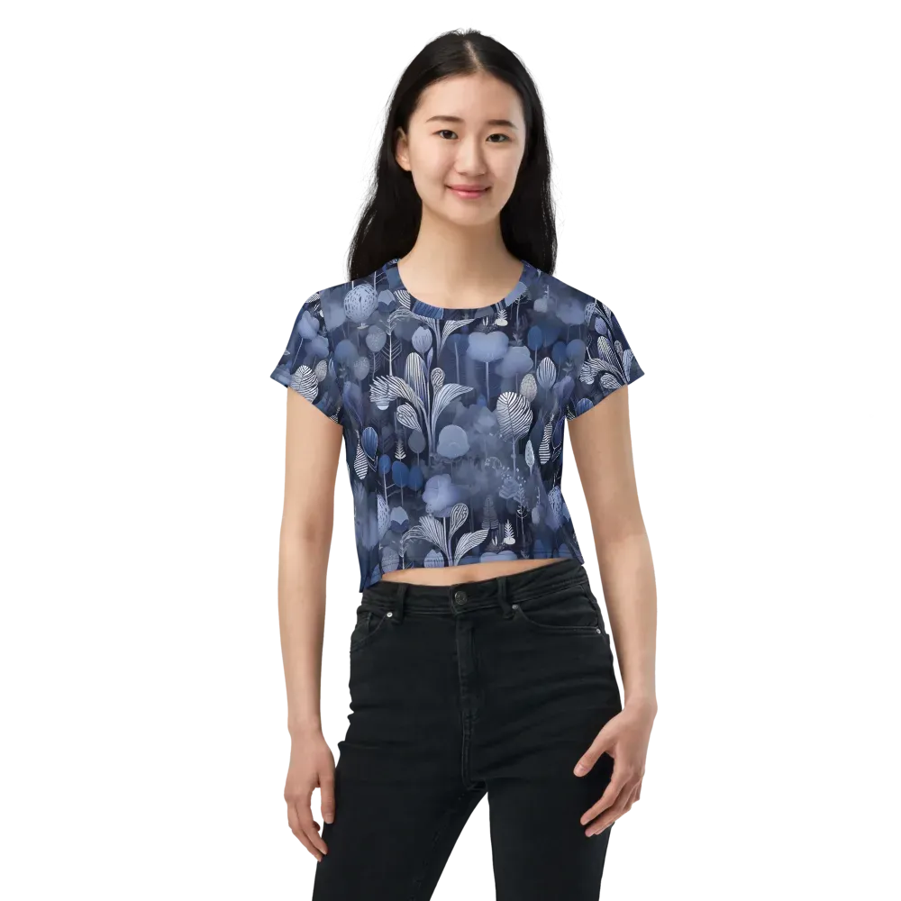 Blue Velvet Garden on Crop Tee — Front