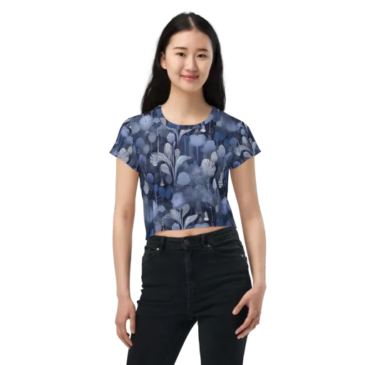 Blue Velvet Garden on a Crop Tee