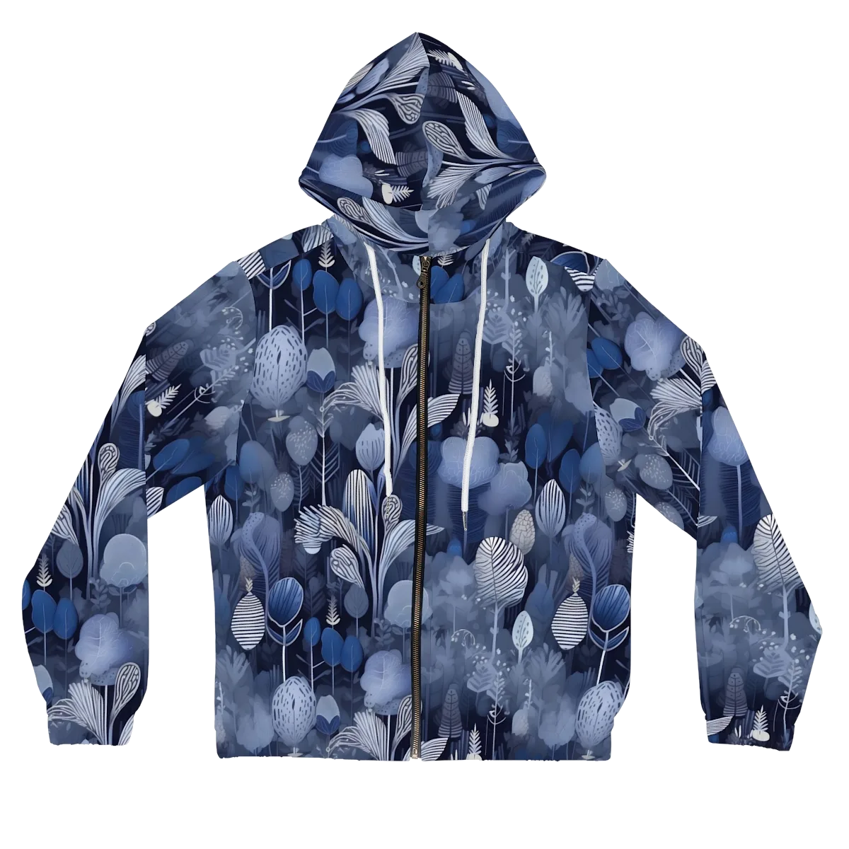 Blue Velvet Garden on Women's Full-Zip Hoodie — Front