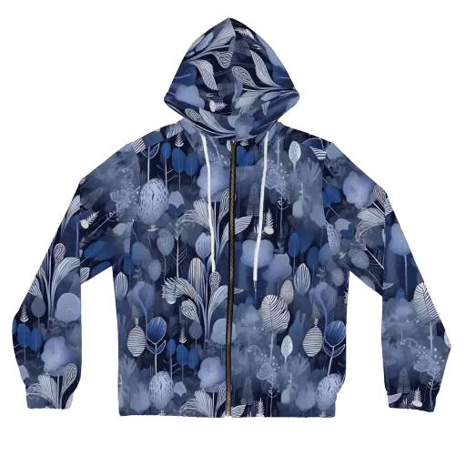 Blue Velvet Garden on a Women's Full-Zip Hoodie