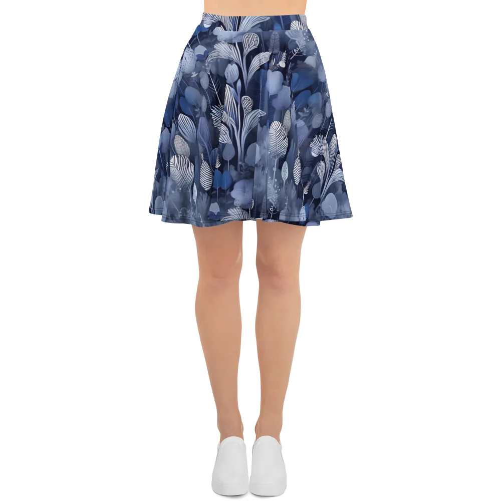 Blue Velvet Garden on Skater Skirt — Front