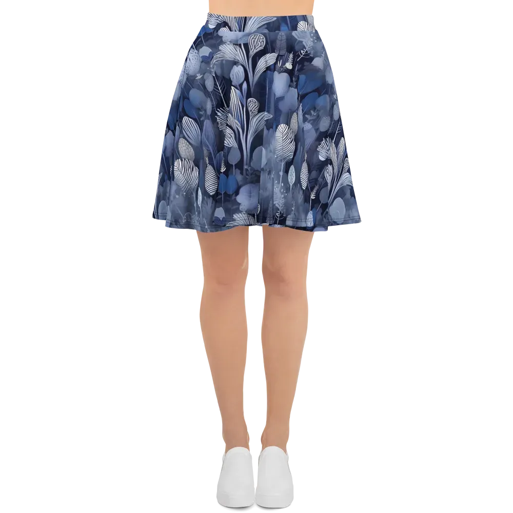 Blue Velvet Garden on Skater Skirt — Front